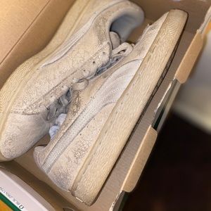nude suede pumas